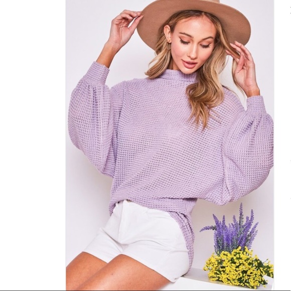 Lavender Balloon Sleeve Top - Picture 5 of 10